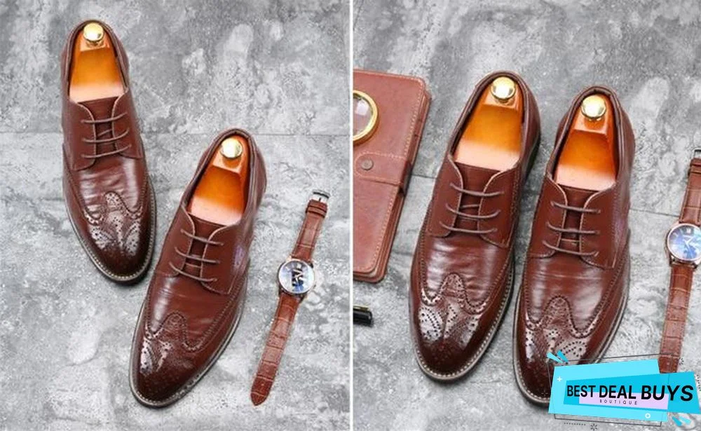 Men Fashion Flat Casual Shoes Leather Oxfords Shoes