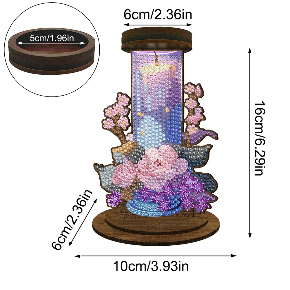 Wooden Flower Candle 5D DIY Diamond Painting Candle Holder Decor for Home Office