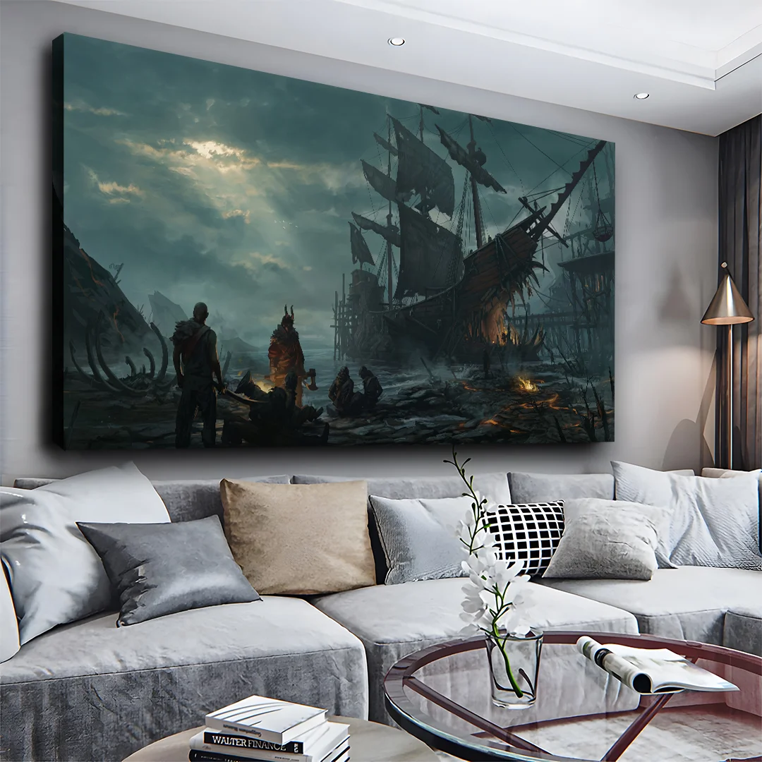 Pirate Sailing Battleship Canvas Wall Art