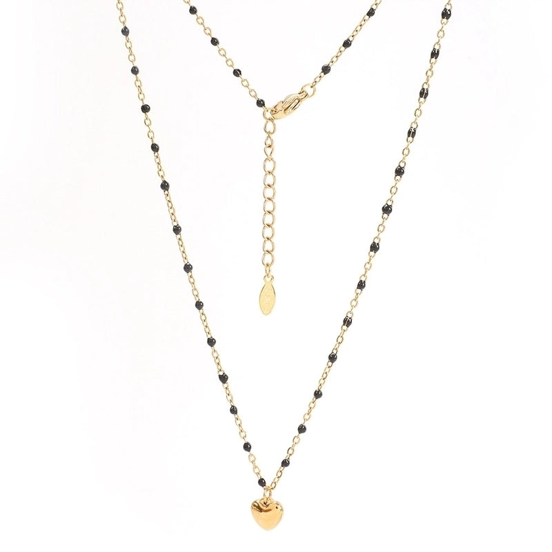 Minimalist Heart Shape Stainless Steel Titanium Steel Enamel Plating Pendant Necklace