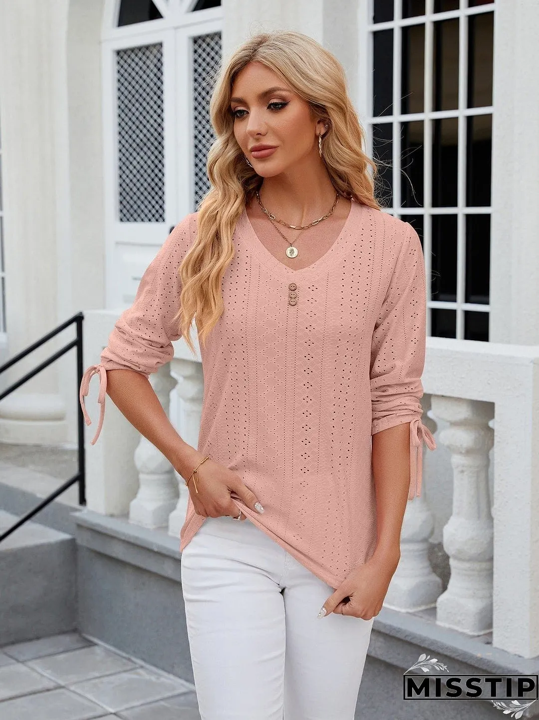 Short Sleeve Mock Neck T-Shirt with Side Slits