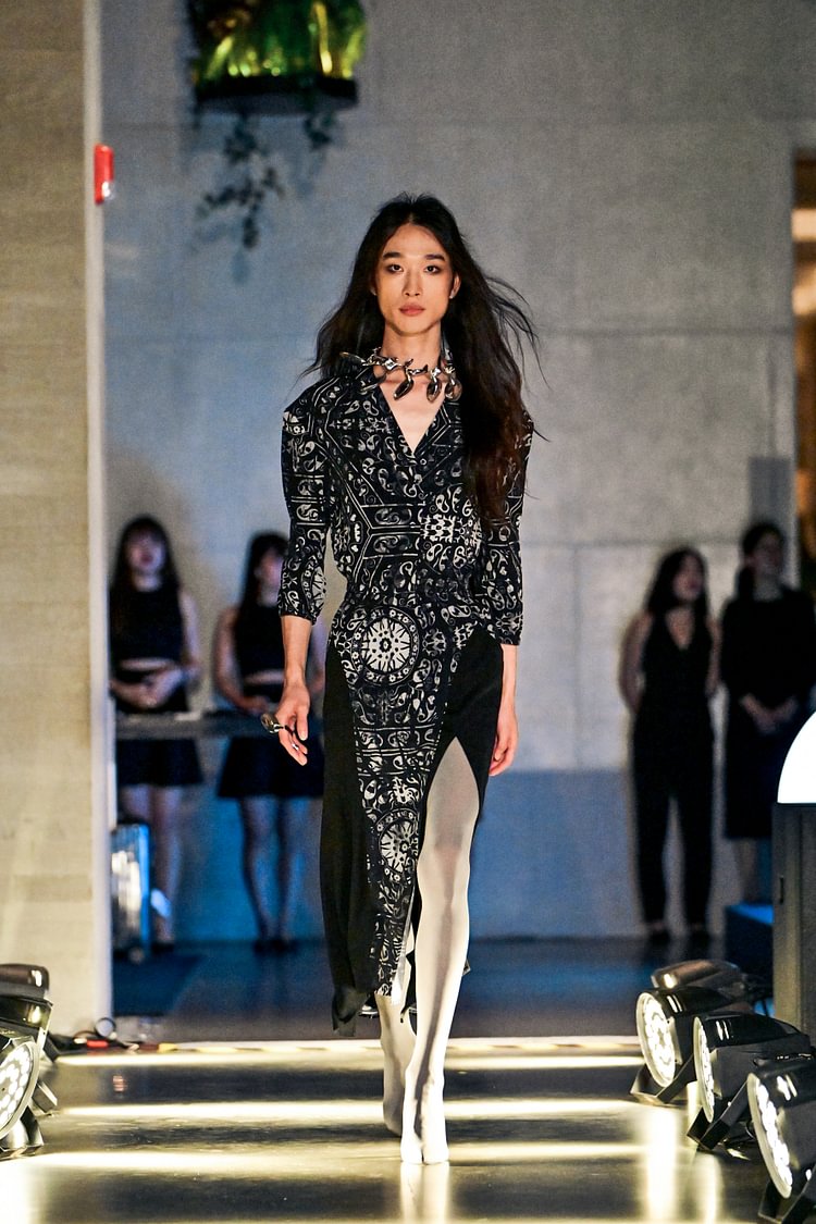 JUMA Two Layer Tapestry Print Dress  - 18 Recycled Water Bottles - Black