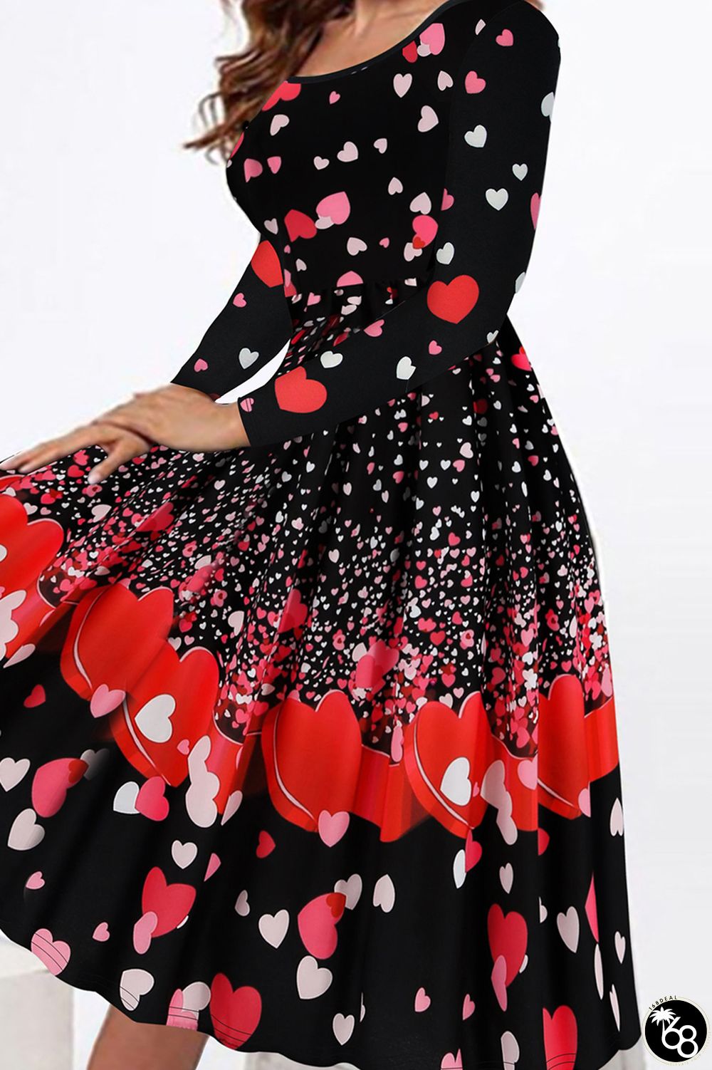 Elegant Print Patchwork O Neck A Line Plus Size Dresses | 168DEAL