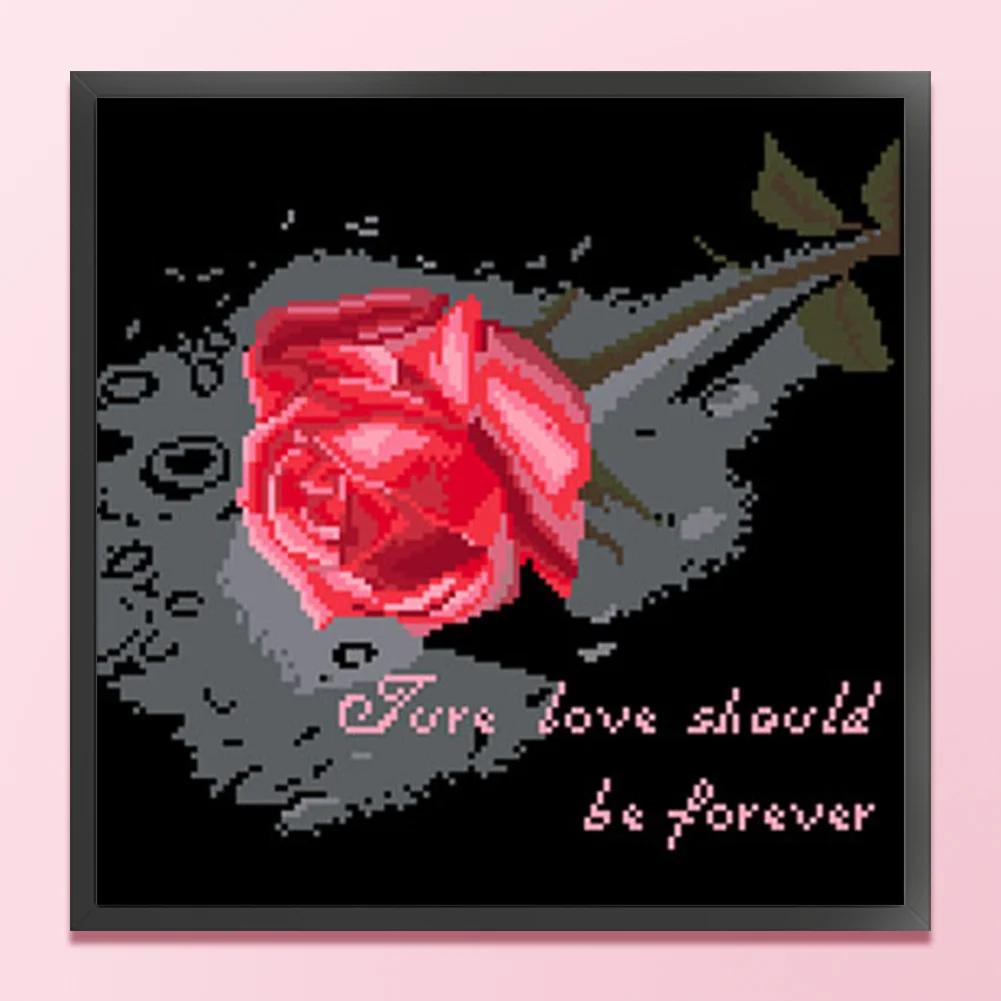 9CT Full Stamped Cross Stitch Bead Embroidery- Flower(Canvas|35*35CM)