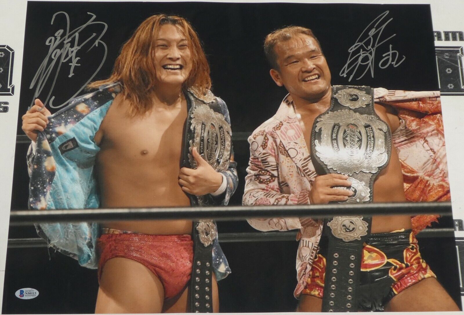 Jiro Kuroshio & Masato Tanaka Signed 16x20 Photo Poster painting BAS COA New Japan Pro Wrestling