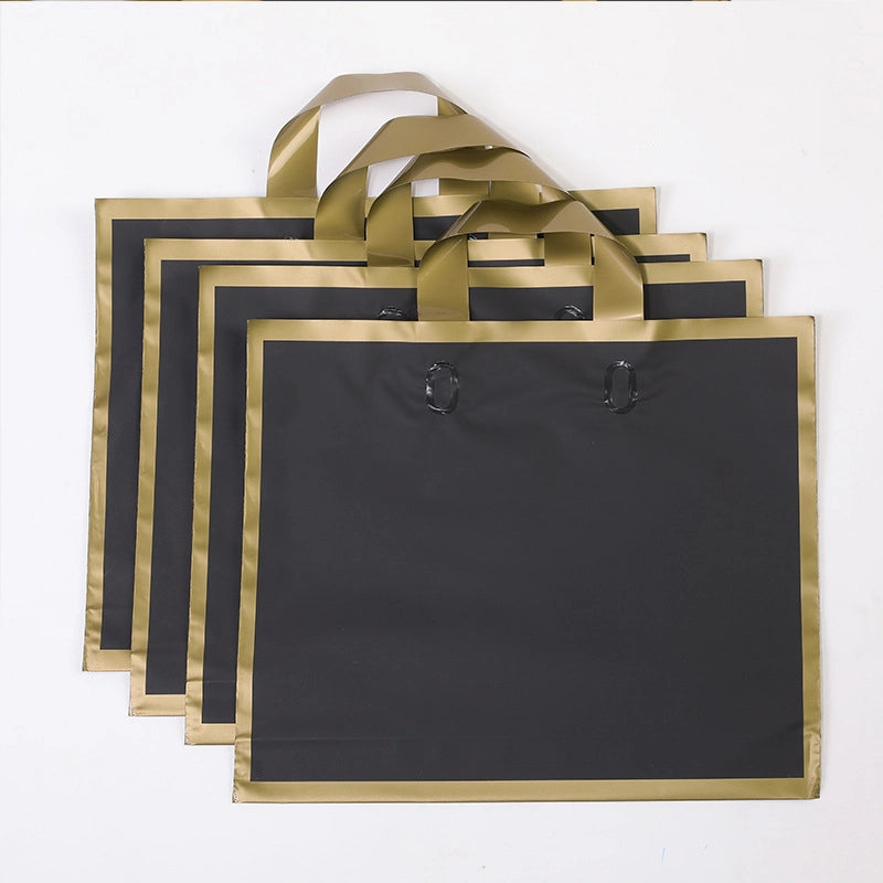 Spot Clothing Store Bag Gold Edge Matte Plastic Handbag Gift Bag High-end Shoes And Clothing Store Shopping Bag Hand Bag