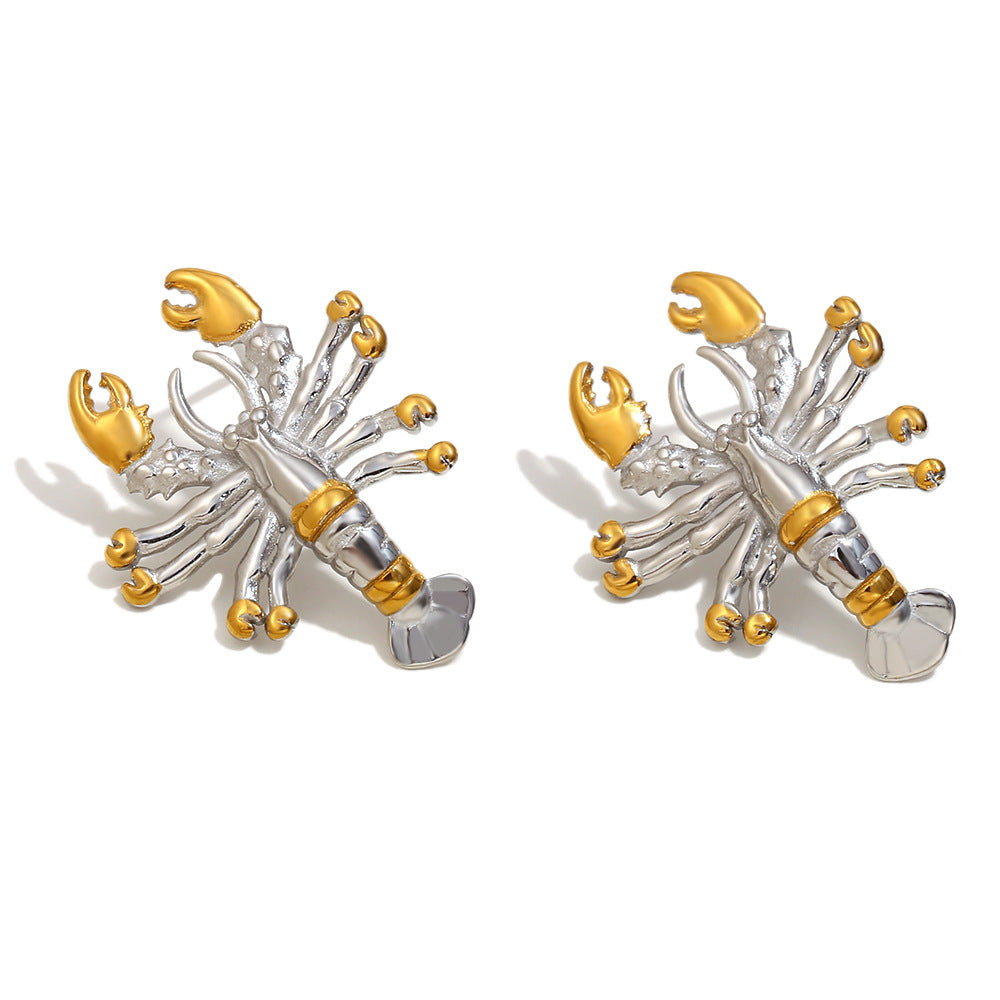 Fashionable Niche Personality Earrings Stainless Steel Plated 18K Gold Interlaced Spring And Summer Lobster Earrings
