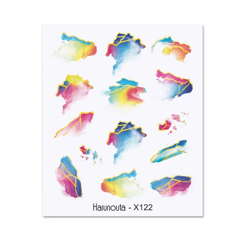 Harunouta Cool Geometrics Pattern Water Decals Stickers Flower Leaves Slider For Nails Spring Summer Nail Art Decoration DIY-Nail Inspo