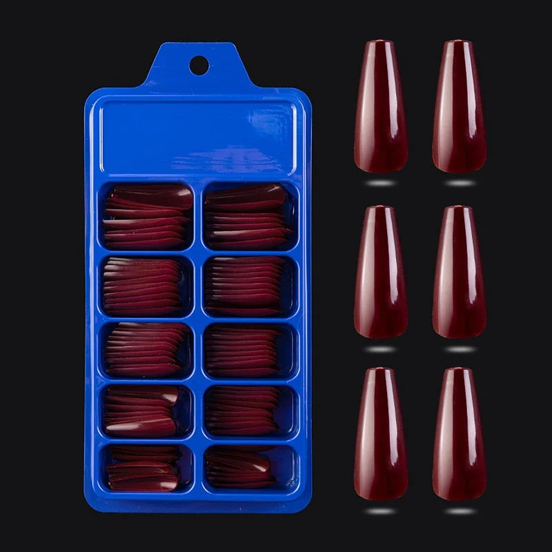 100 Pieces Long Press Fake Nails Full Acrylic Pressed Fake Nail Cover Reusable Full Coverage Nail Tips Manicure Tool CL05