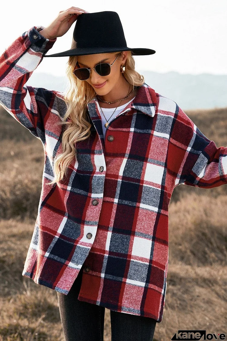 Red Plaid Shirt Jacket