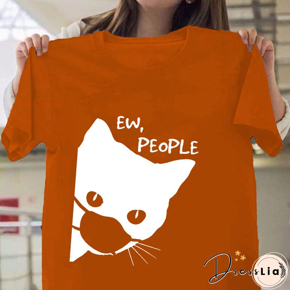 Women Graphic Cat Funny Face Animal Fashion Short Sleeve Spring Summer Cartoon Print Female Clothes Tops Tees Tshirt T-Shirt