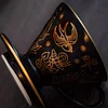 Black Gold Blue and White Porcelain V60 Hand-brewed Coffee Ceramic Filter Cup 24K Gold Painting