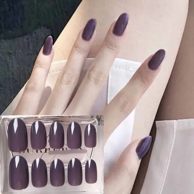 24PCS Fake Nails With Glue Rhinestones Long Detachable French Stick on Nails Coffin Flame Press on Nails Art DIY Manicure tips-Nail Inspo