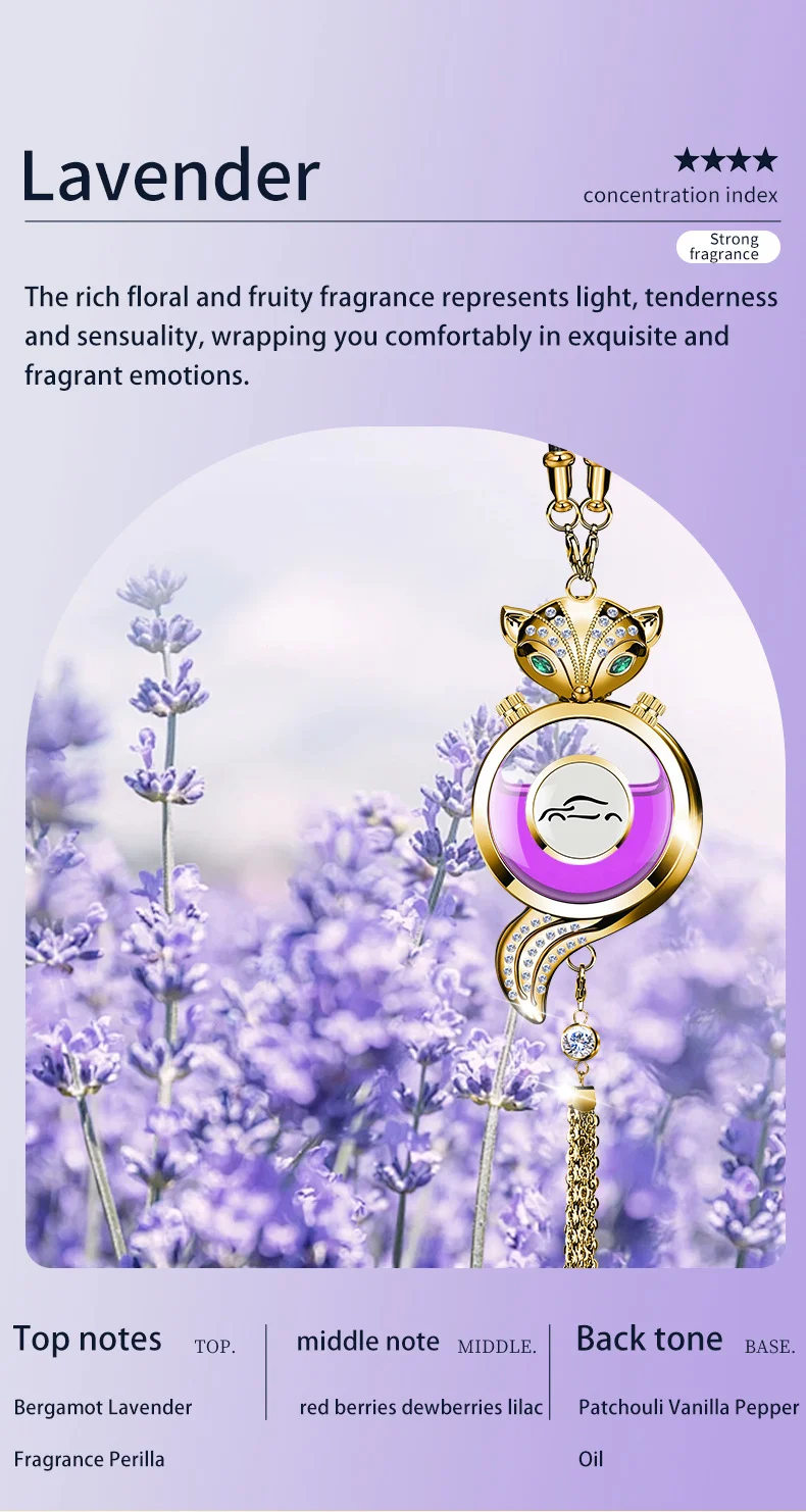 Car perfume pendant high-end fox diamond car interior decoration fragrance essential oil pendant