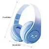 Light-Up Wireless BT Headphones Rechargeable Kawaii Wireless BT5.3 Headset Gradient Color HiFi Stereo Gaming Earphones for Home Office School Outdoor Travel