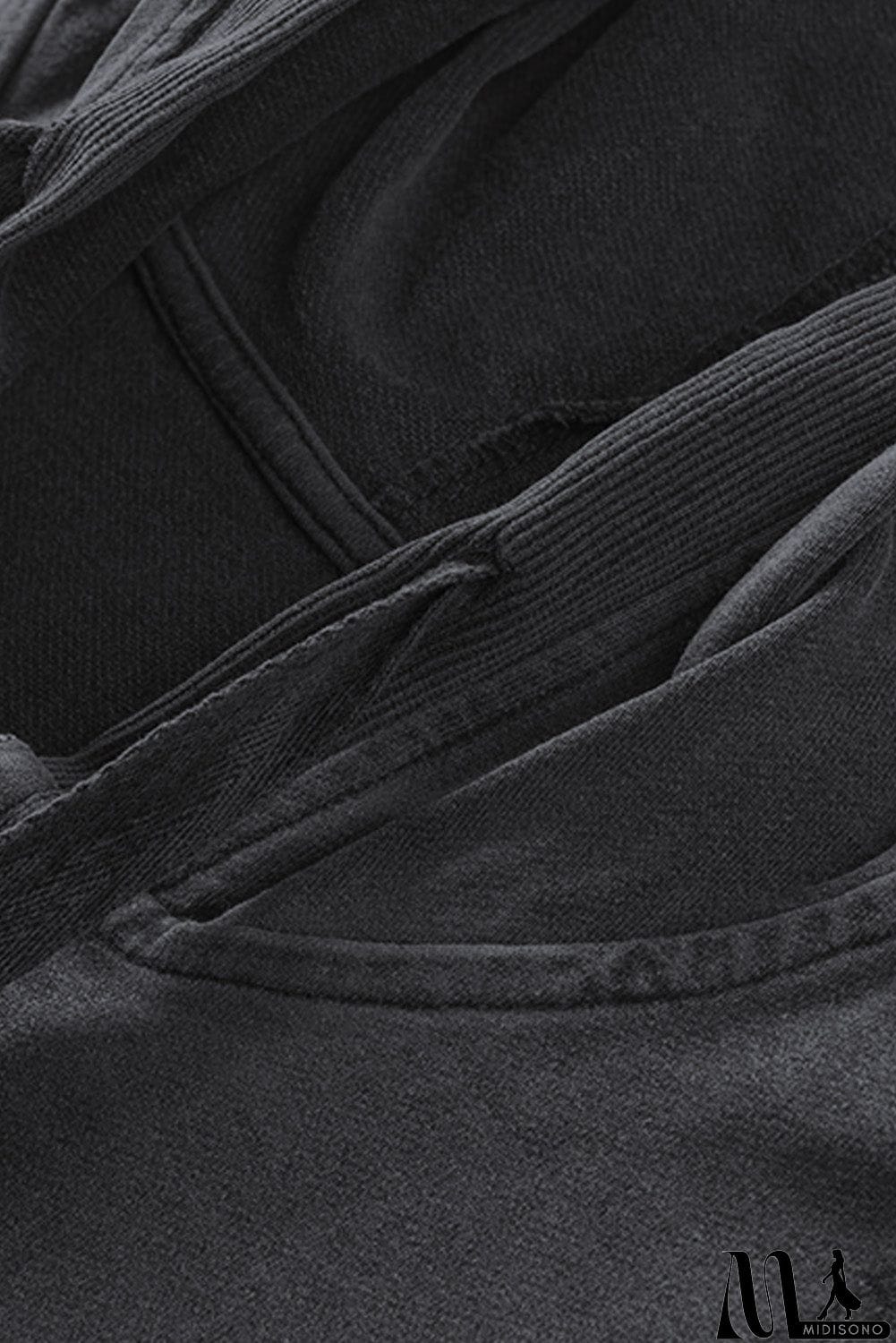 MidiSono - Zipped Front Stitching Hooded Sweatshirt