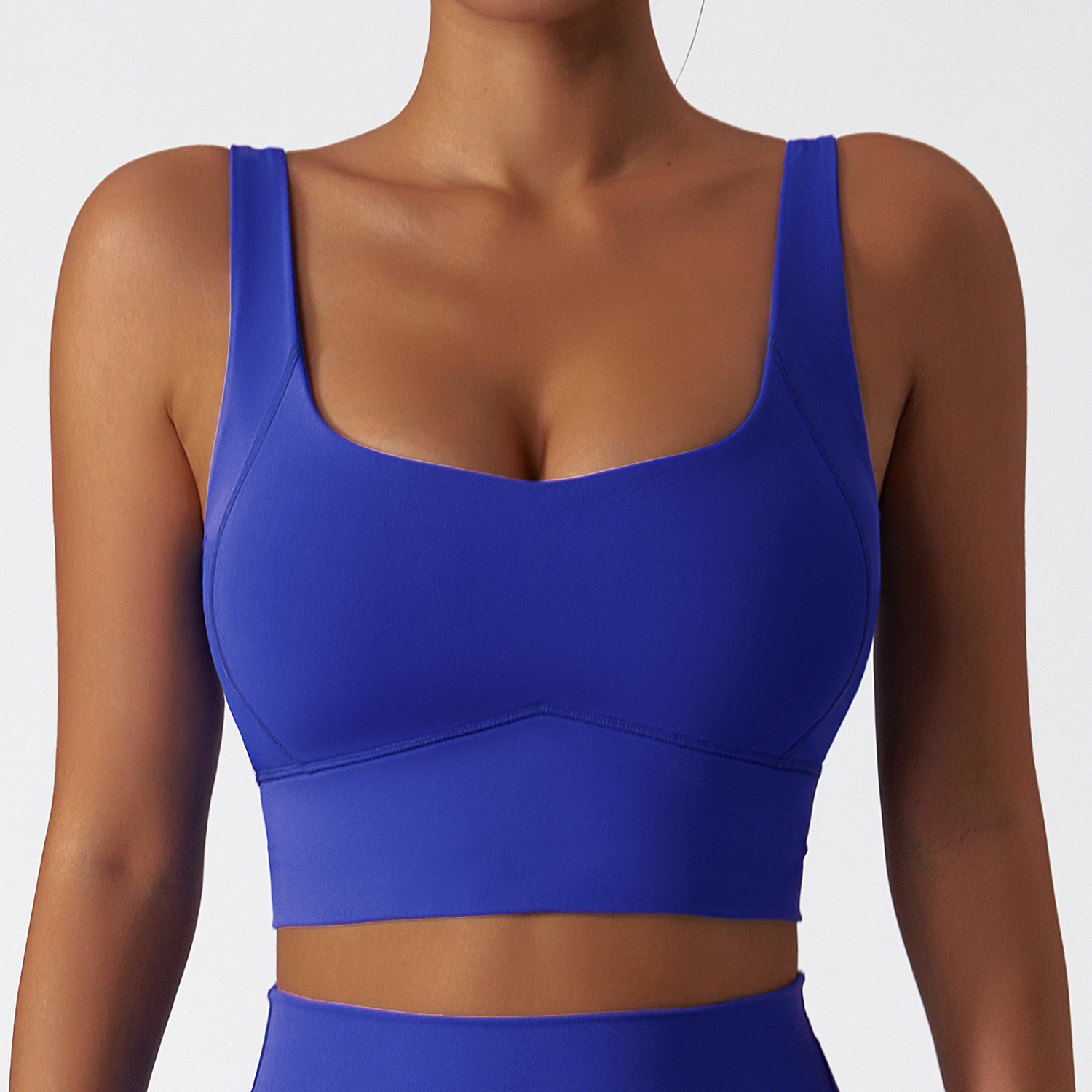 Hergymclothing Klein Blue cloud feeling high impact push up shock absorber running sports bra padded for sale