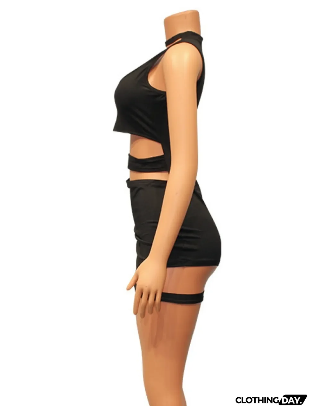 Women Summer Black Sexy O-Neck Sleeveless Solid Lace Up Mini Sheath Club Dress