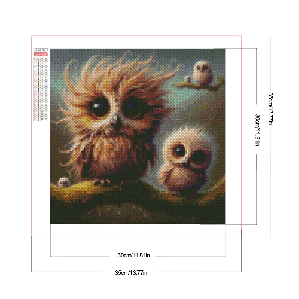 Diamond Painting - Full Square Drill - Owl(Canvas|35*35cm)