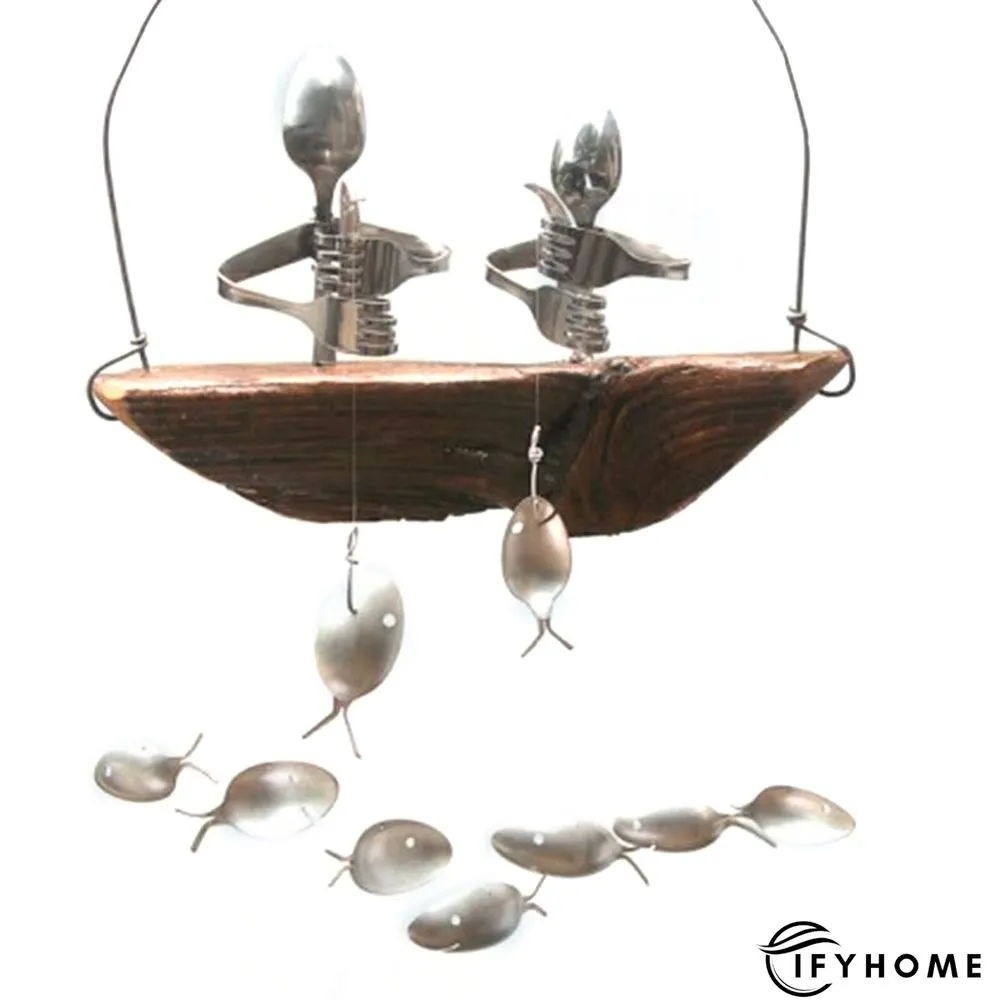 Last Day 50% OFF -Fishing Man Spoon Fish Sculpture Wind Chime | IFYHOME