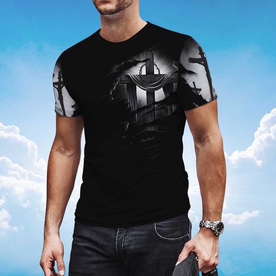 Men's Dark Cross Print T-Shirt