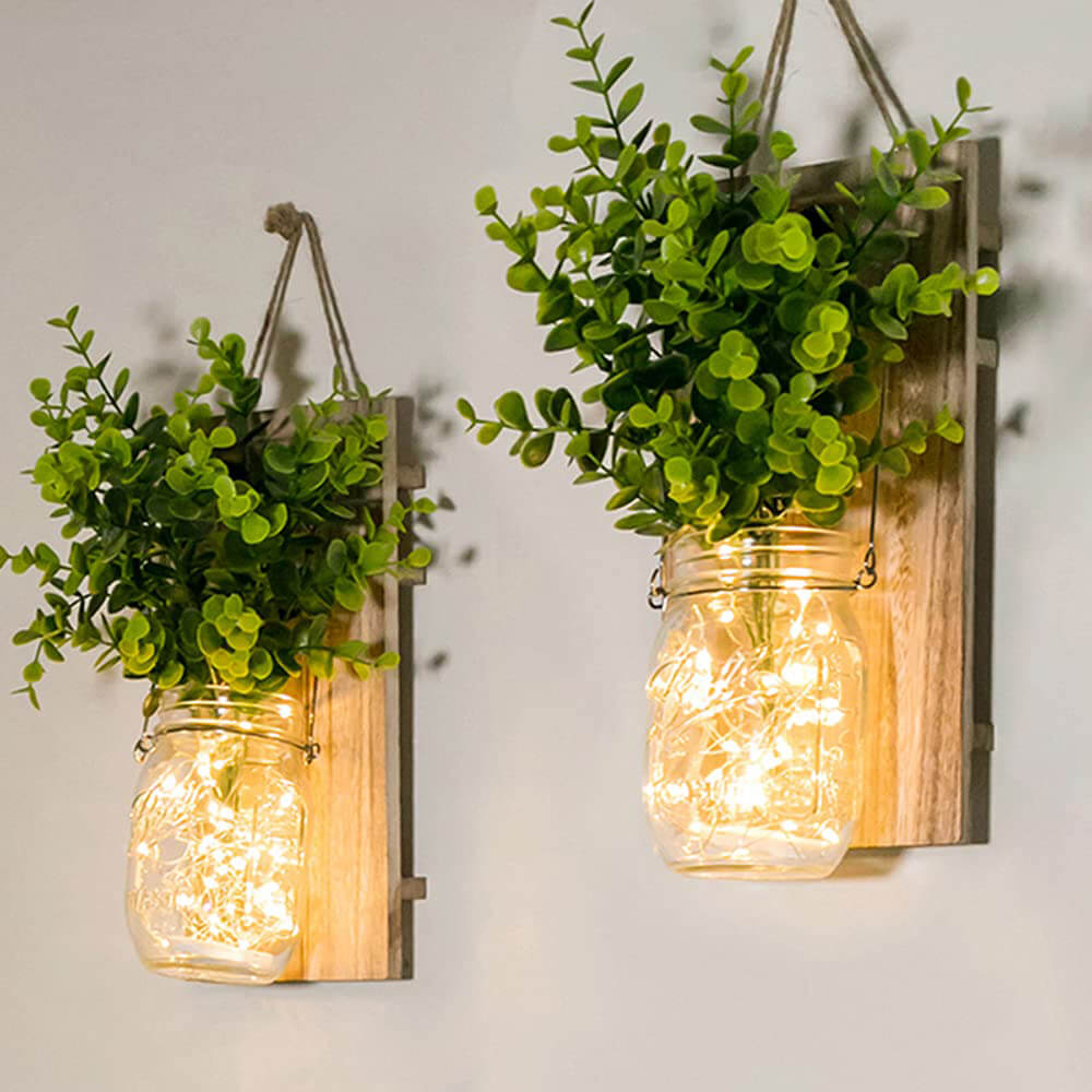 Farmhouse Style LED Light String Vase Light(2 Packs)