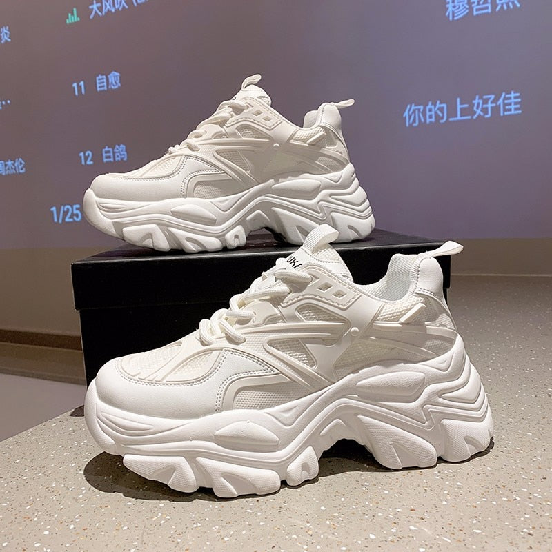 Brand Design Trendy White Women Dad Shoes Summer Chunky Sneakers ...