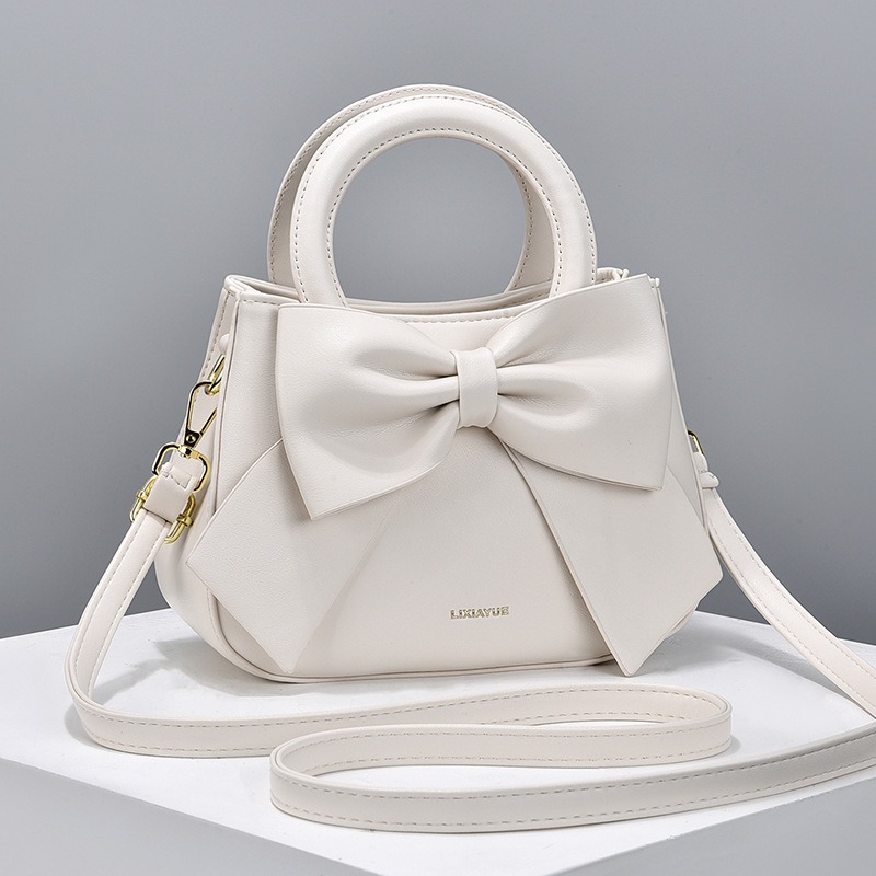Gamezplane Women's Bag PU Leather 2025 New Versatile Fresh And Sweet Handbag Bowknot Texture Trend Crossbody Shoulder Bag Female Luxury