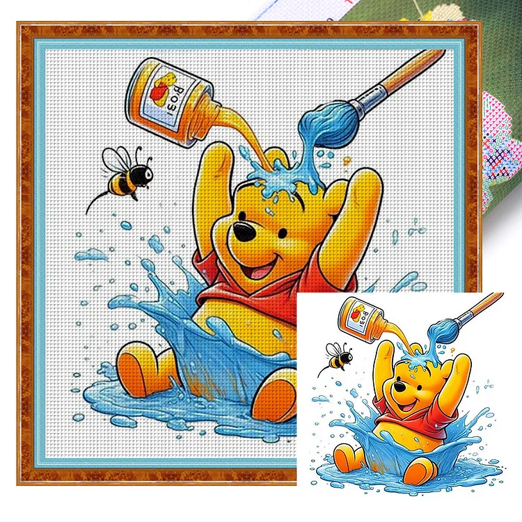 『YiShu』Naughty Pooh Bear - 11CT Stamped Cross Stitch(50*50cm)
