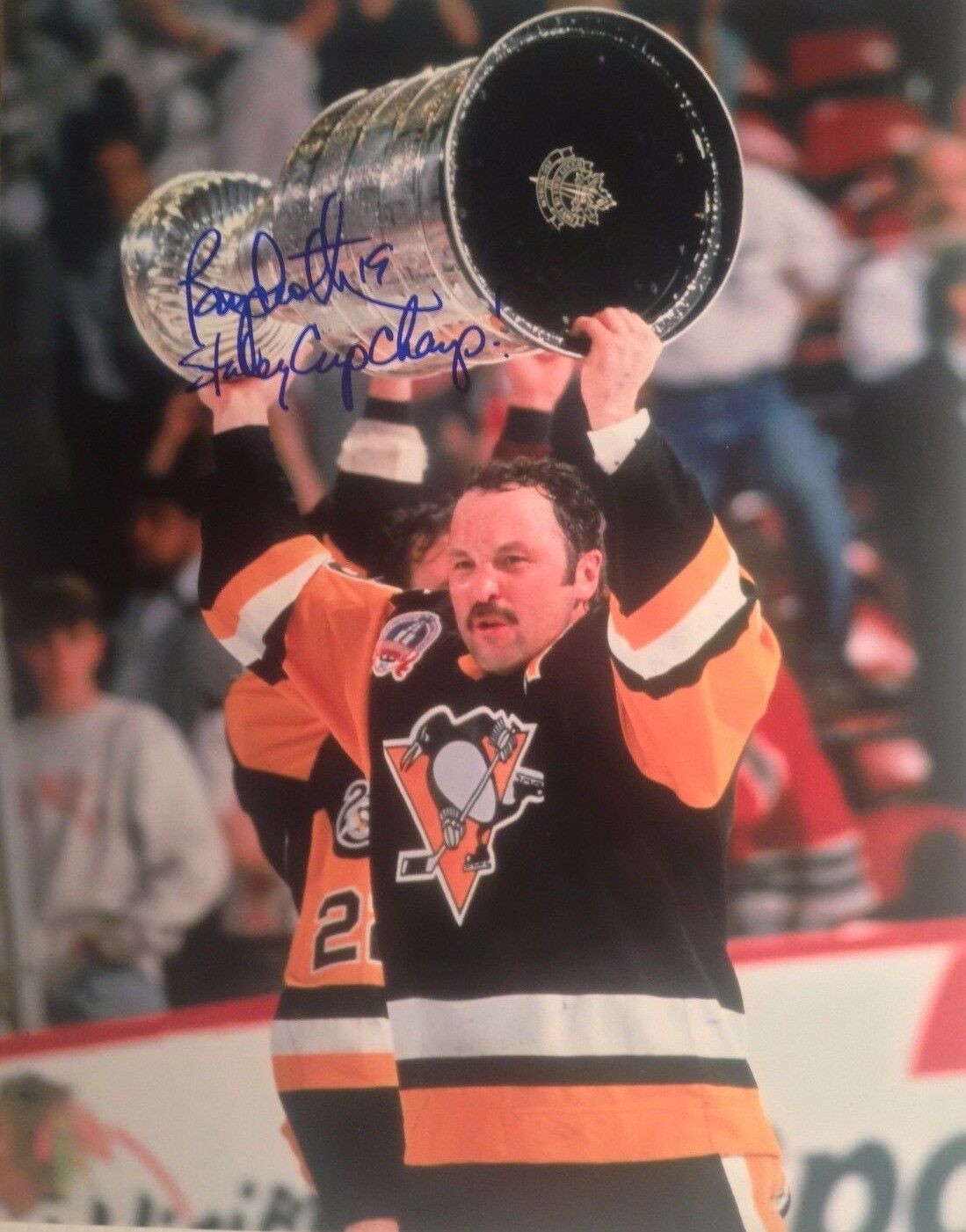 Bryan Trottier AUTO Photo Poster painting PITTSBURGH PENGUINS signed 11X14 New York Islander HOF