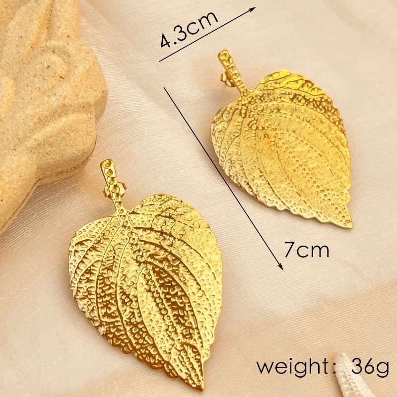 1 Pair Minimalist Classic Style Maple Leaf Plating 304 Stainless Steel 18K Gold Plated Ear Studs