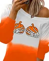 Halloween Pumpkin Skull Print Ombre Sweatshirt Casual Dress