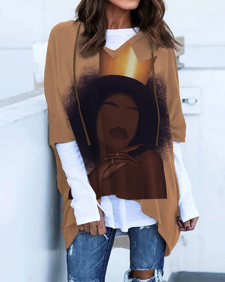 Crown Girl Six-Quarter Sleeve Hooded Tee