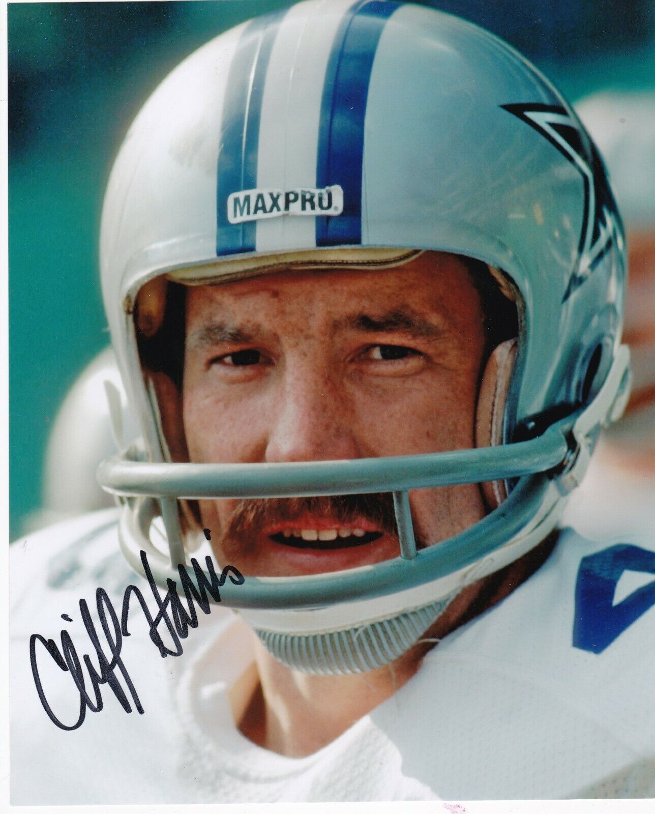 CLIFF HARRIS DALLAS COWBOYS ACTION SIGNED 8x10