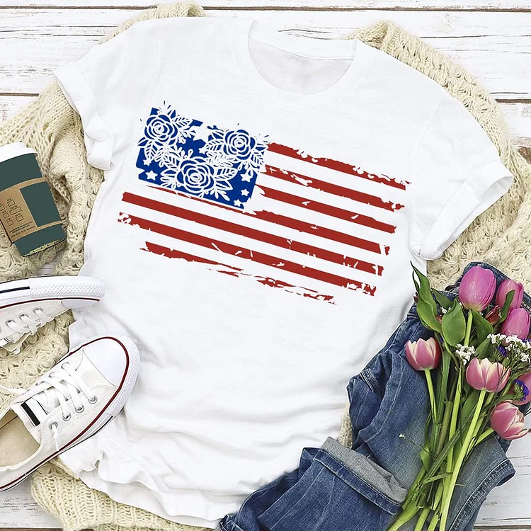 Independence Day Print Flag T-shirt Tee-Annaletters
