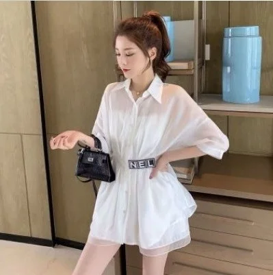 Elegant Solid Color Short Sleeve Top and Organza Shorts Suit - yankia
