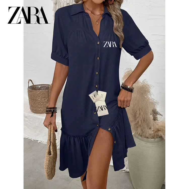 Dámské dlouhé šaty s knoflíky 2025@Zara