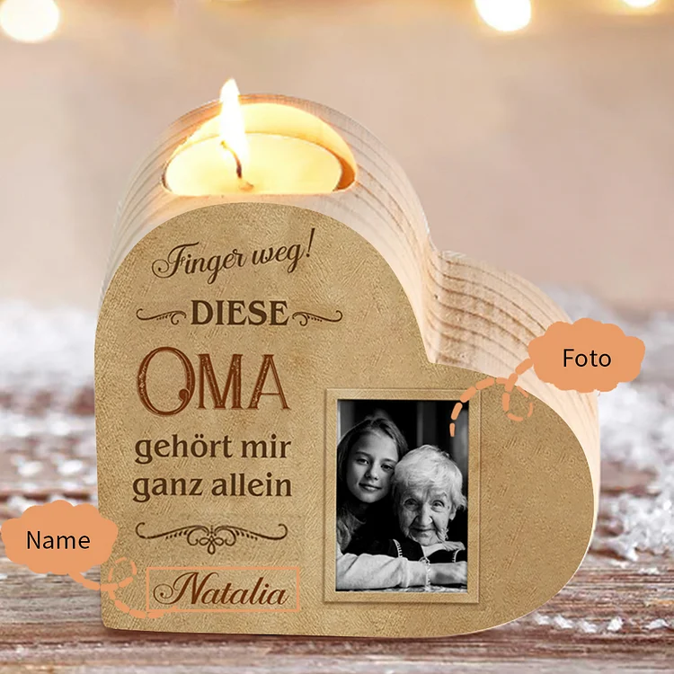 Kettenmachen Personalisierte Foto & Name Herzform Kerzenhalter-Diese Oma gehört mir ganz allein-Geschenk für Großmutter