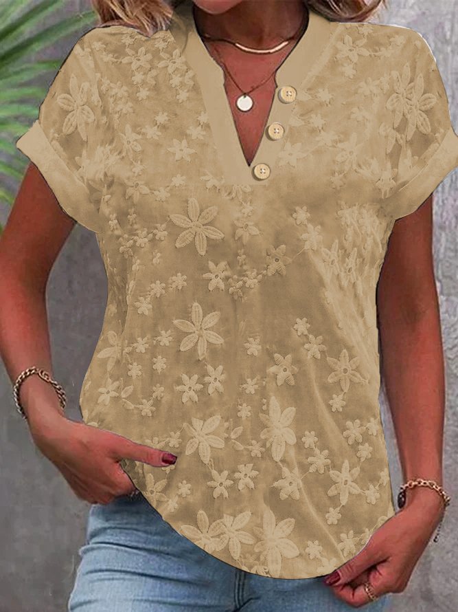 Skepboetiek Office Lady Button Tops 2025 Summer Casual Solid Color V-neck Short Sleeved Shirt For Women Blusas Femininas Camisas