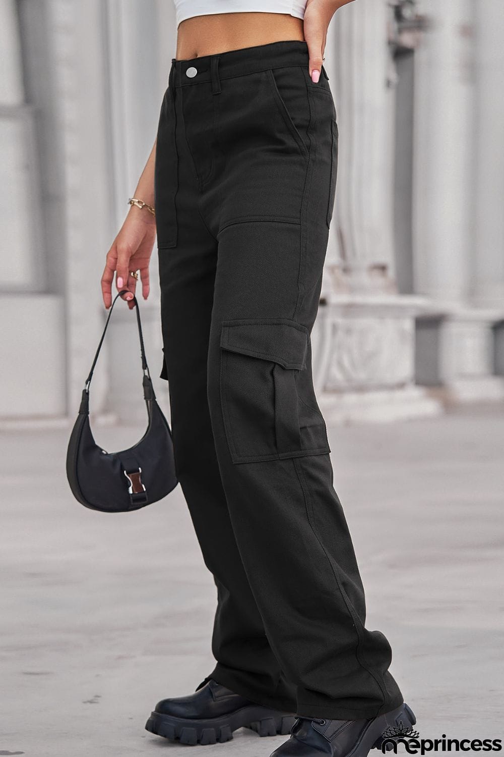 Long Straight Leg Jeans with Pockets