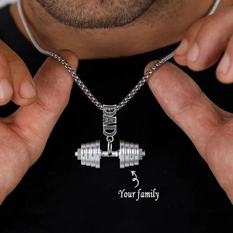 Father's Day Gift Personalized DAD Dumbbell Necklace
