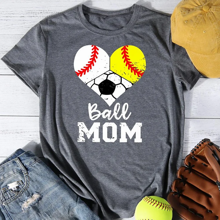 Ball Mom Round Neck T-shirt-Annaletters