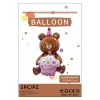 10PCS Birthday Cake Sitting Cartoon Bear Party Celebration Decor Aluminum Film Balloons