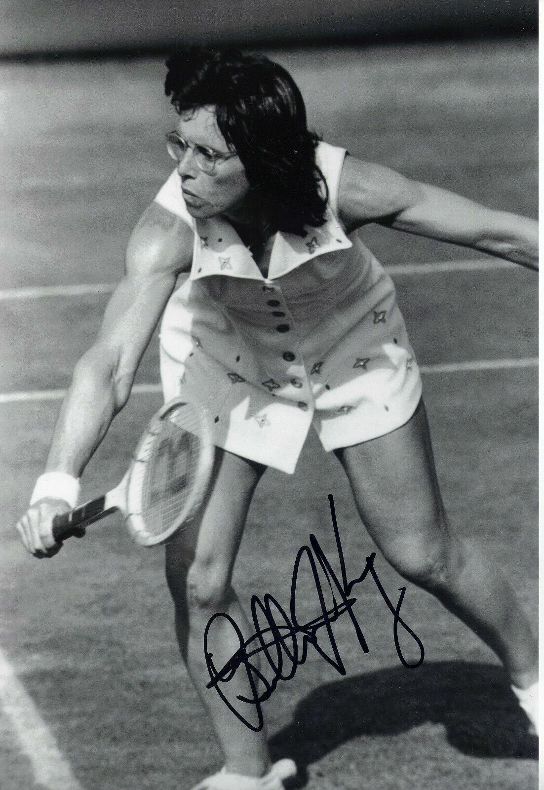 Billie Jean King Signed Autograph In Person 12x8 Photo Poster painting Action Shot