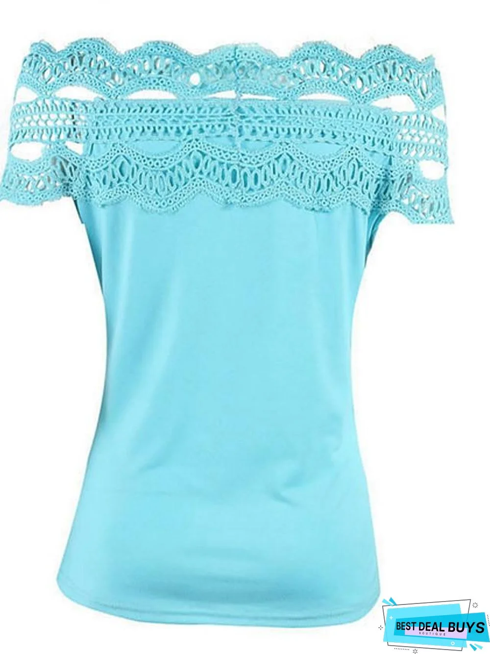 Women's T-Shirt Solid Colored Lace Fashion Off Shoulder Off Shoulder Tops Basic Top White Black Blue-0207801