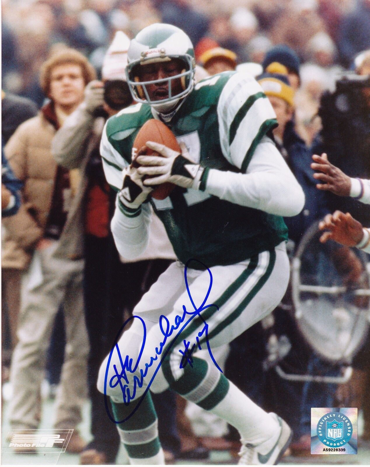 HAROLD CARMICHAEL PHILADELPHIA EAGLES ACTION SIGNED 8x10