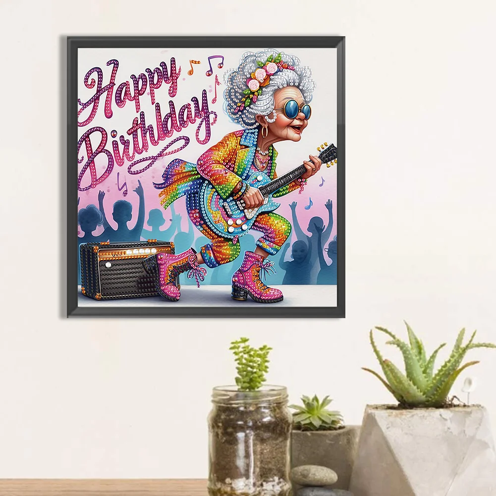 Diamond Painting - Partial Special Shaped Drill - Funny Granny(Canvas|30*30cm)