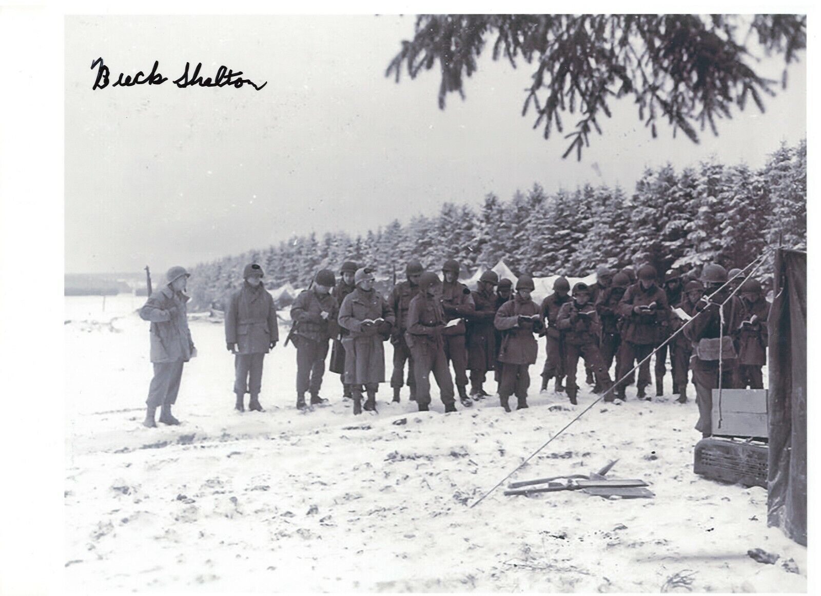 BUCK SHELTON 99TH INFANTRY DIVISION BATTLE OF THE BULGE VET RARE SIGNED Photo Poster painting