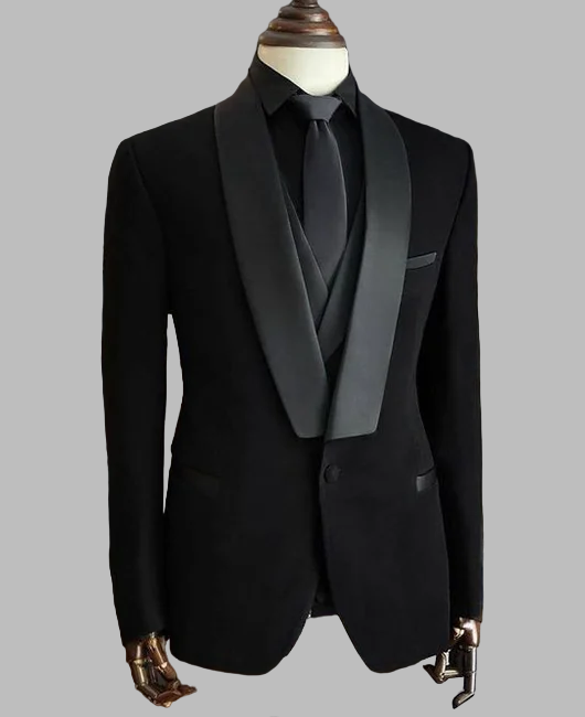 Formal Velvet Patchwork Shawl Neck Single Breasted Tuxedo