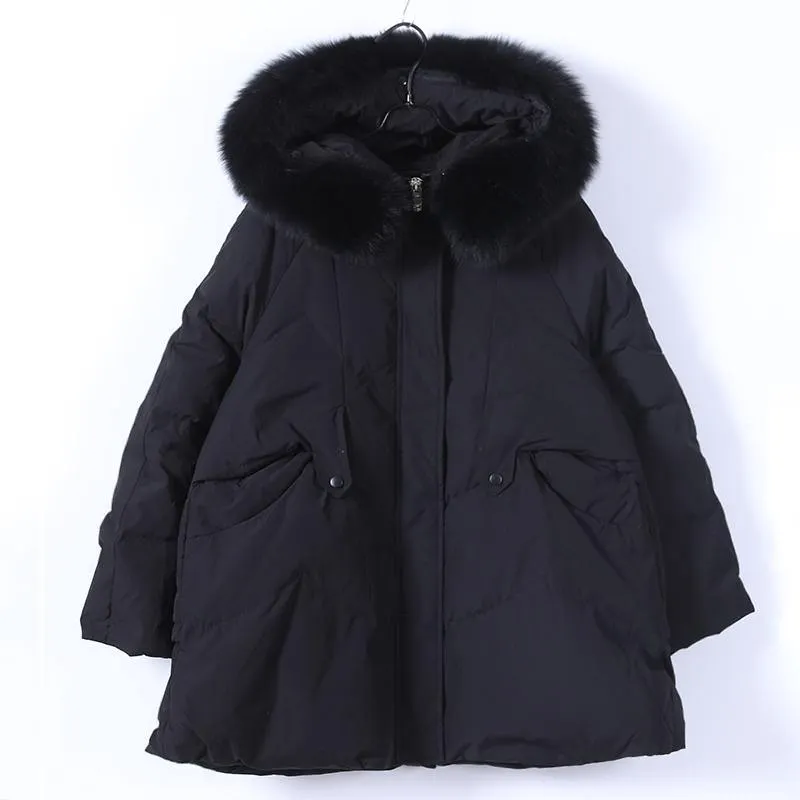 Casual green warm winter coat plus size clothing parka hooded fur collar coats